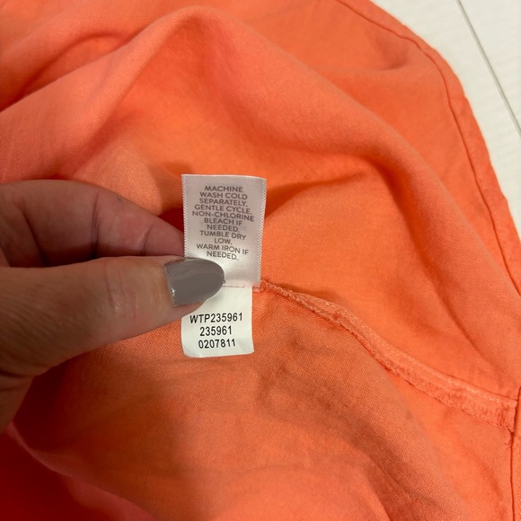 NWT J Jill Linen Blend Pink and Orange Button Down Shirt - Picture 8 of 10